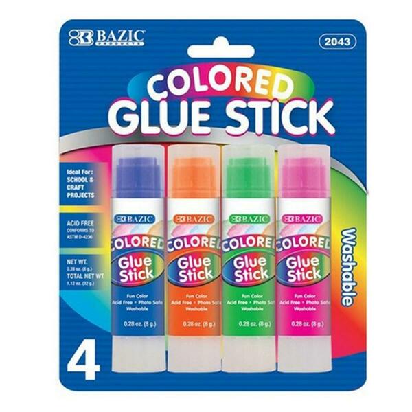 Bazic Products Bazic 8g / 0.28 Oz Washable Colored Glue Stick, 96PK 2043
